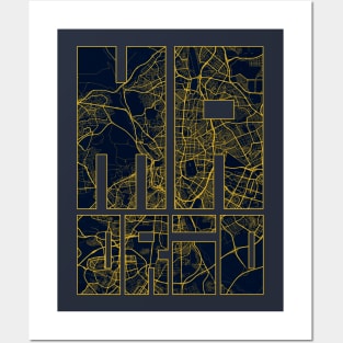 Madrid, Spain City Map Typography - Gold Art Deco Posters and Art